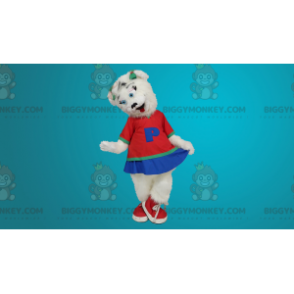 Kostým maskota bílého medvěda BIGGYMONKEY™, oblečený jako