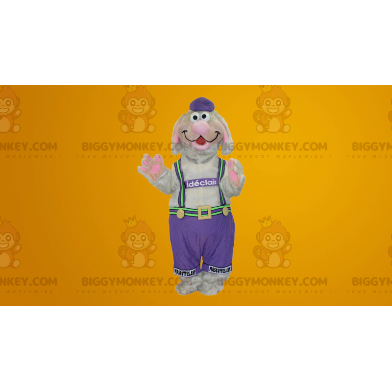 BIGGYMONKEY™ Maskottchen-Kostüm Grauer und rosafarbener Hund im