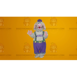 BIGGYMONKEY™ Maskottchen-Kostüm Grauer und rosafarbener Hund im