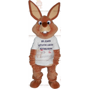 Disfraz de mascota con camiseta de conejo marrón gigante