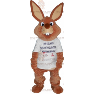Στολή μασκότ με γίγαντα καφέ κουνέλι T-shirt BIGGYMONKEY™ -