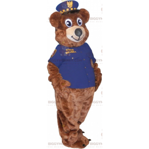 Traje de mascote BIGGYMONKEY™ urso pardo com roupa de policial