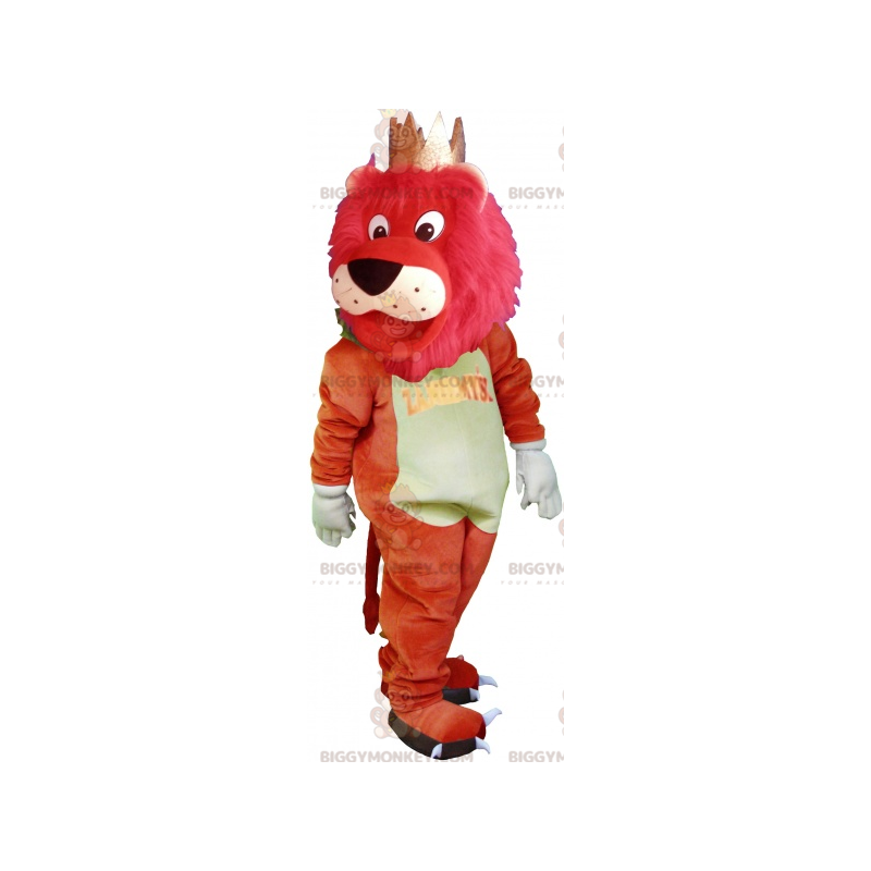 BIGGYMONKEY™ Mascottekostuum met grote kleurrijke leeuw en kroon - Lion mascottes - BIGGYMONKEY_06403 - BiggyMonkey.com