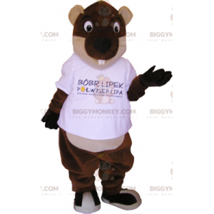 Brown and Tan Giant Beaver BIGGYMONKEY™ Mascot Costume -