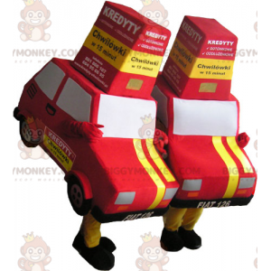 2 BIGGYMONKEY™ mascotte dell'auto rossa e gialla -