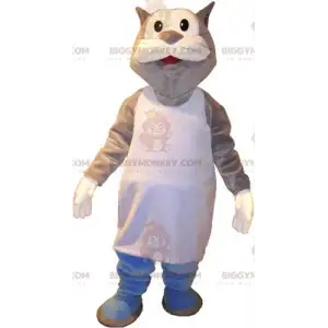 Disfraz de mascota de gato gordo gris y blanco BIGGYMONKEY™ en