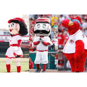 3 BIGGYMONKEY™-maskottia: 2 baseballia ja punainen hirviö -