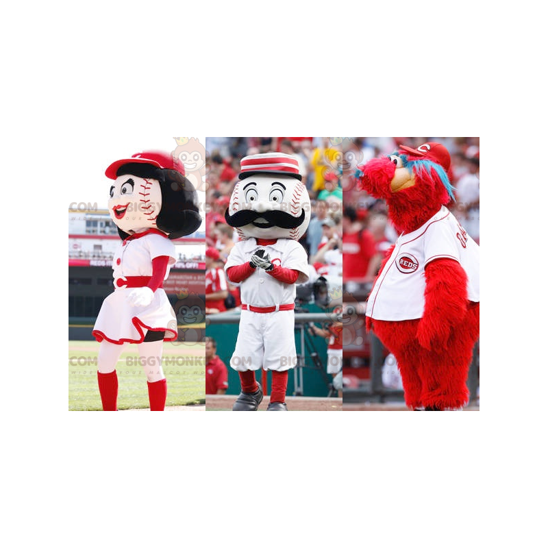 3 mascotte di BIGGYMONKEY™: 2 palle da baseball e un mostro 3 mascotte di BIGGYMONKEY™: 2 palle da baseball e un mostro