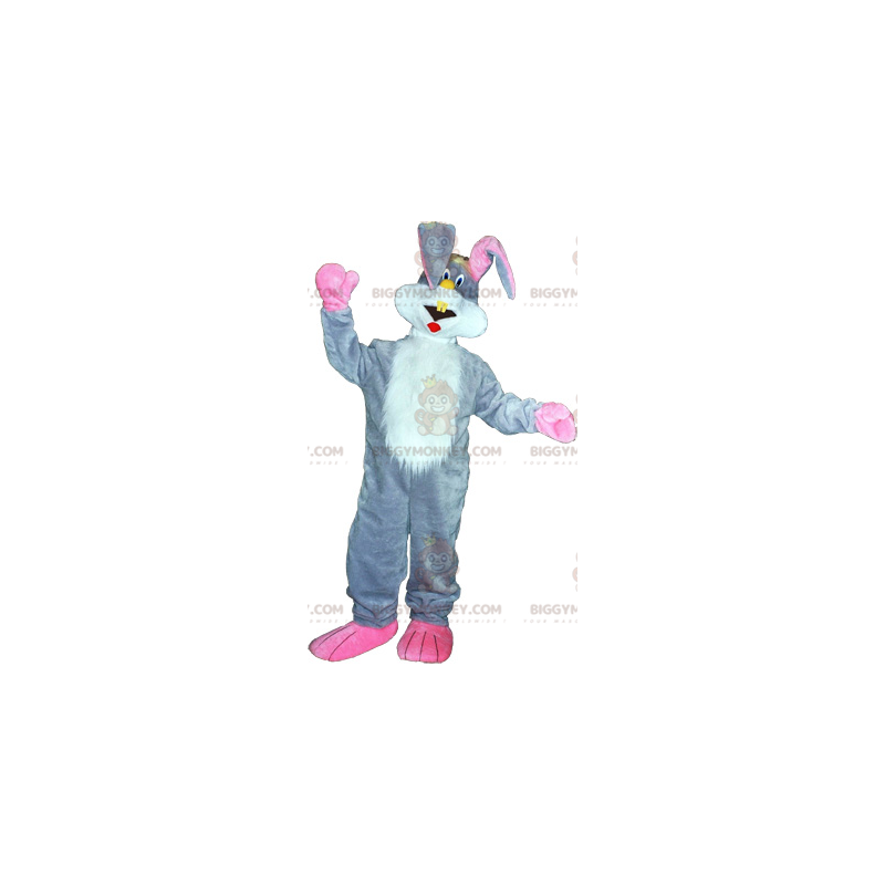 Costume de mascotte BIGGYMONKEY™ de lapin géant gris et blanc - Costume de mascotte BIGGYMONKEY™ de lapin géant gris et blanc -