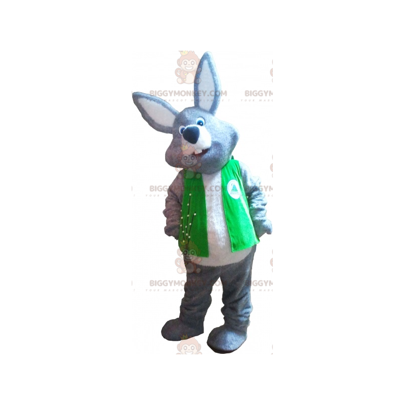 Disfraz de mascota BIGGYMONKEY™ Conejo gigante gris y blanco Disfraz de mascota BIGGYMONKEY™ Conejo gigante gris y blanco