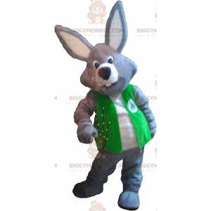 BIGGYMONKEY™ Maskottchen-Kostüm Grau-weißes Riesenkaninchen mit