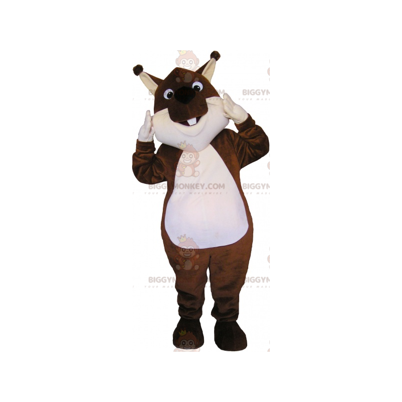 Costume mascotte BIGGYMONKEY™ scoiattolo bianco e marrone - Costume mascotte BIGGYMONKEY™ scoiattolo bianco e marrone -