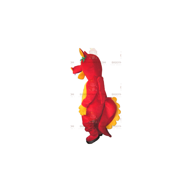 Hauska punaisen ja keltaisen dinosauruksen BIGGYMONKEY™ maskottiasu - Dinosaurusten maskotit - BiggyMonkey.com