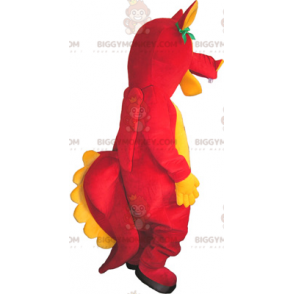Hauska punaisen ja keltaisen dinosauruksen BIGGYMONKEY™ maskottiasu - Dinosaurusten maskotit - BiggyMonkey.com