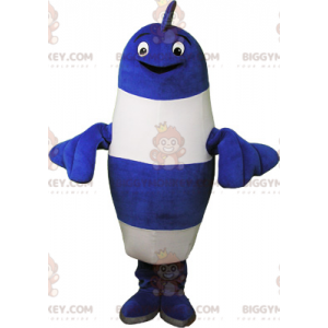 Blue and White Striped Giant Fish BIGGYMONKEY™ Mascot Costume -
