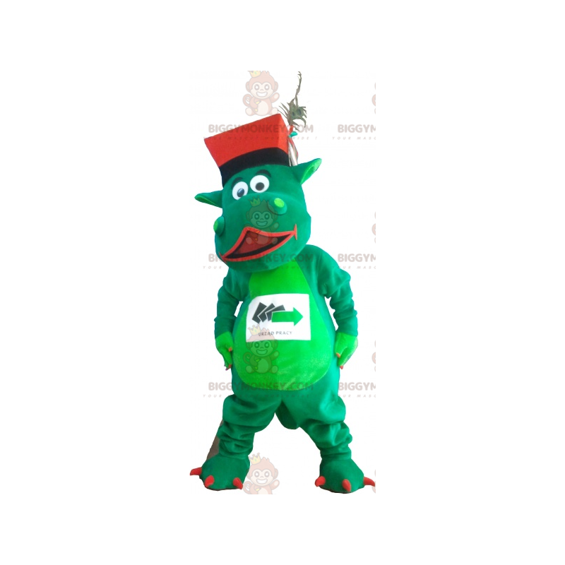 Traje de mascote de dinossauro verde BIGGYMONKEY™ com chapéu – Traje de mascote de dinossauro verde BIGGYMONKEY™ com chapéu –