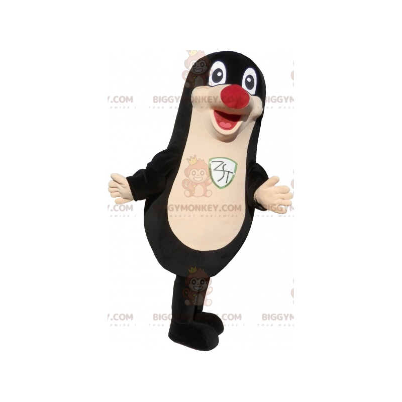 BIGGYMONKEY™ Mascot Costume Plump And Fun Black Seal With A Red