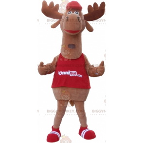 Traje de mascote BIGGYMONKEY™ de alce caribu marrom. Traje de