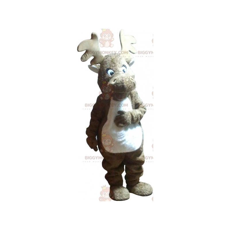 Realistisch BIGGYMONKEY™-mascottekostuum met bruine en witte Realistisch BIGGYMONKEY™-mascottekostuum met bruine en witte