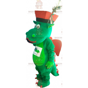 Green and Red Dragon BIGGYMONKEY™ Mascot Costume with Hat –