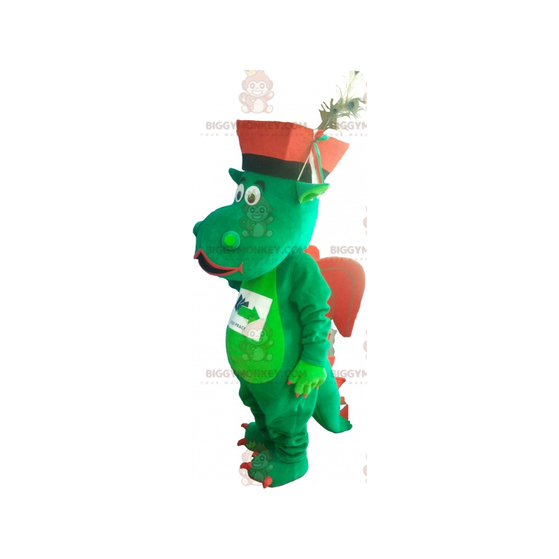 Grön och röd drake BIGGYMONKEY™ maskotdräkt med hatt - Grön och röd drake BIGGYMONKEY™ maskotdräkt med hatt -