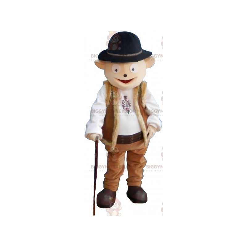 BIGGYMONKEY™ Snemandsmaskotkostume i hyrdetøj med bowlerhat - BIGGYMONKEY™ Snemandsmaskotkostume i hyrdetøj med bowlerhat -