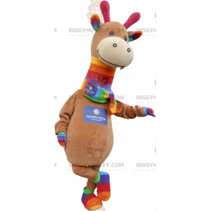 Meget sød brun og farverig dinosaur BIGGYMONKEY™ maskotkostume