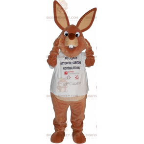 Disfraz de mascota con camiseta de conejito marrón gordo