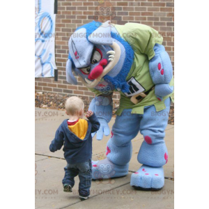 BIGGYMONKEY™ blå og lyserød Monster Ogre-maskotkostume -