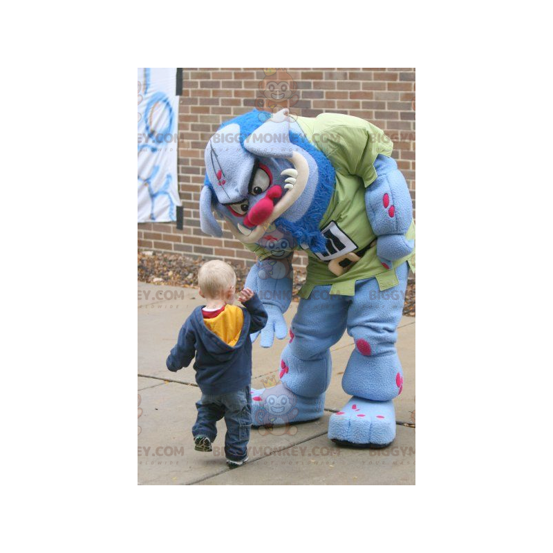 Costume de mascotte BIGGYMONKEY™ d'ogre de monstre bleu et rose Costume de mascotte BIGGYMONKEY™ d'ogre de monstre bleu et rose