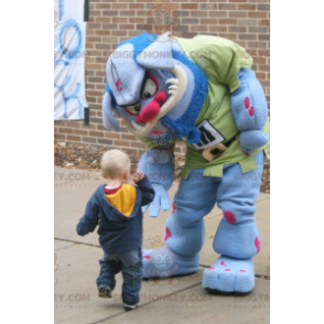 BIGGYMONKEY™ Monster-Oger-Maskottchen-Kostüm in Blau und Pink -