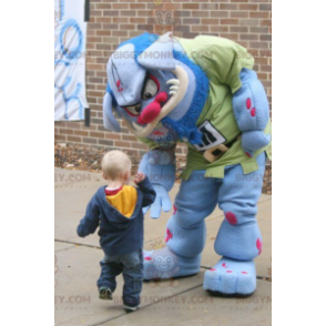 Costume de mascotte BIGGYMONKEY™ d'ogre de monstre bleu et rose