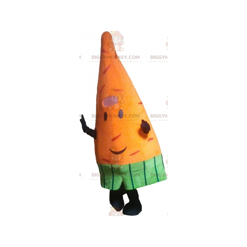 Costume de mascotte BIGGYMONKEY™ de carotte géante orange.