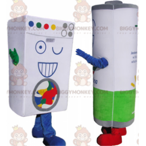 2 BIGGYMONKEY™s mascots 1 laundry-type cardboard brick and 1