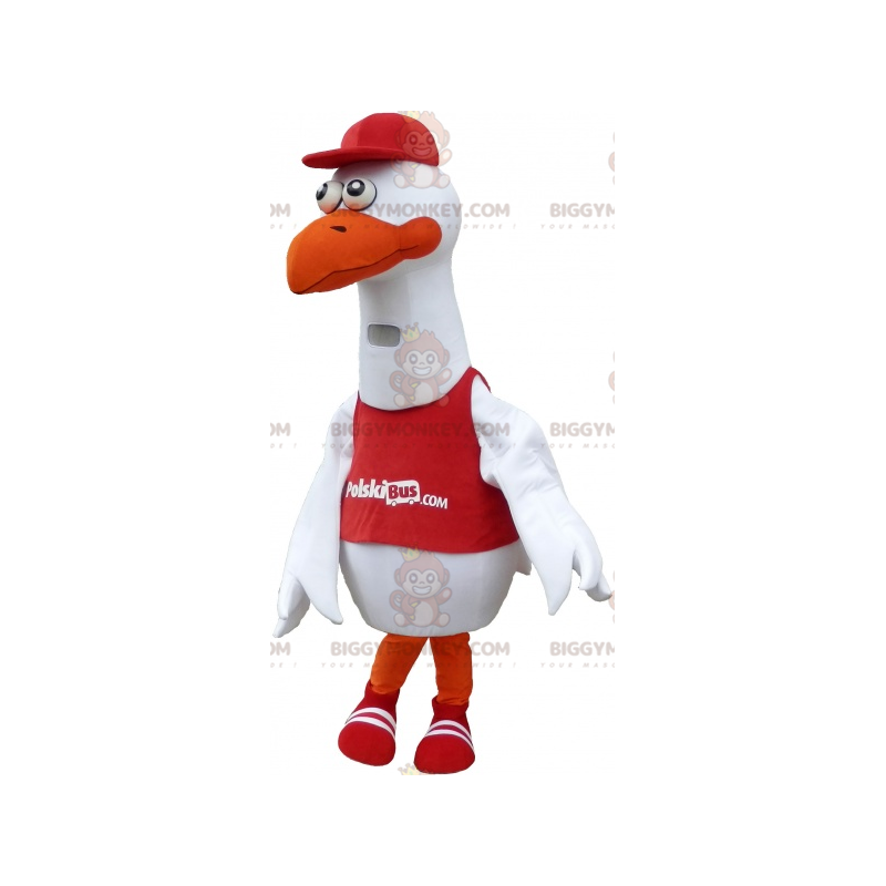 Costume de mascotte BIGGYMONKEY™ d'oiseau blanc de mouette en Costume de mascotte BIGGYMONKEY™ d'oiseau blanc de mouette en