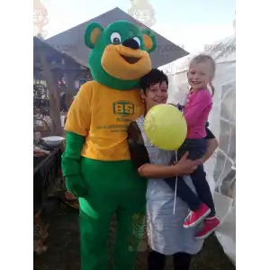 Giant Green and Yellow Teddy BIGGYMONKEY™ Mascot Costume –
