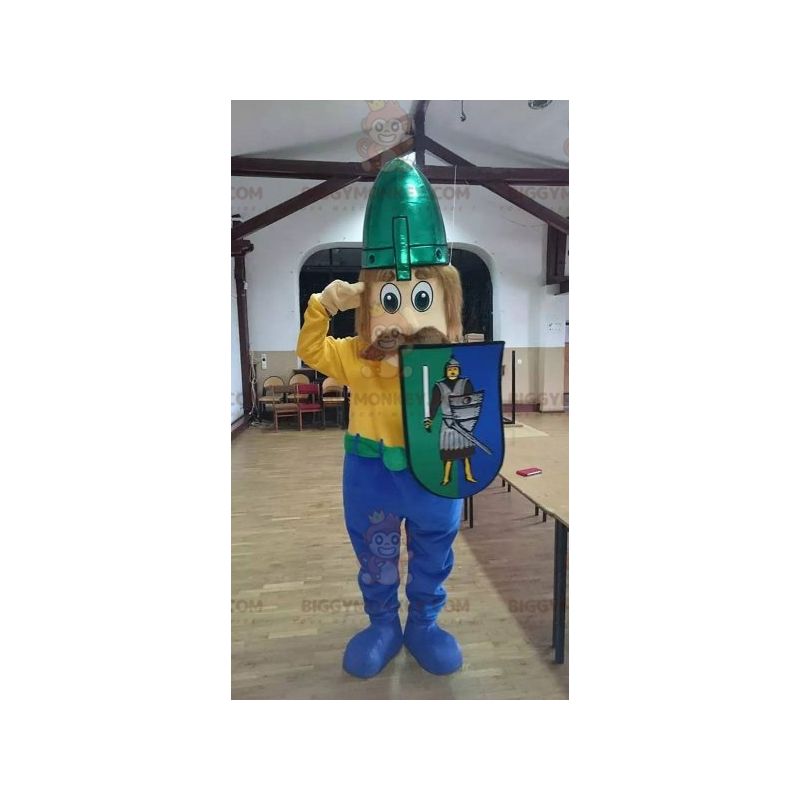 Viking BIGGYMONKEY™ maskotkostume med overskæg med hjelm og Viking BIGGYMONKEY™ maskotkostume med overskæg med hjelm og