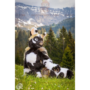 Traje de mascote animal BIGGYMONKEY™ preto e branco de vaca de