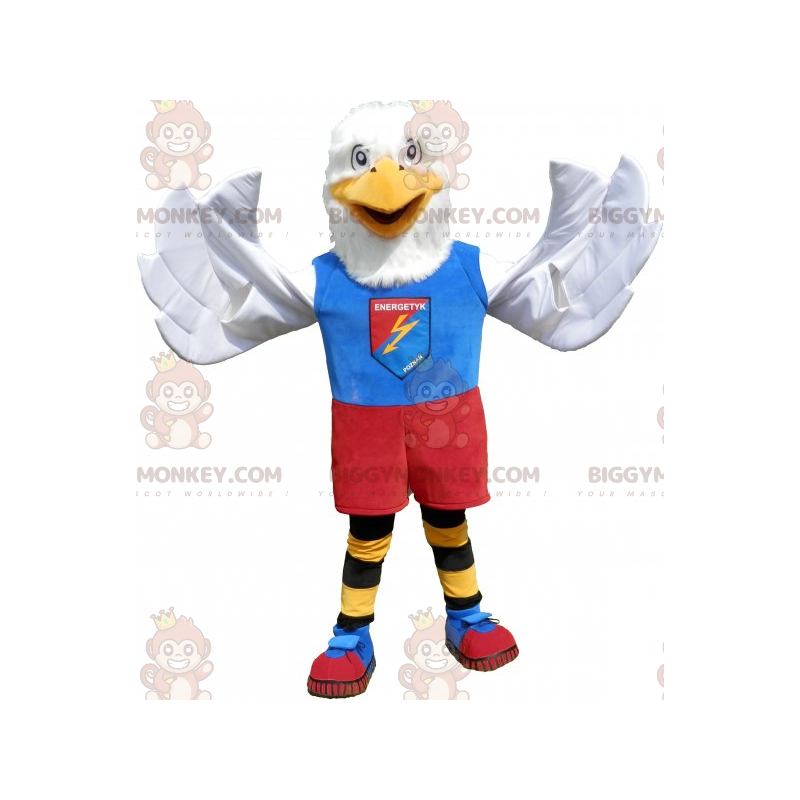White Eagle BIGGYMONKEY™ maskotdräkt i färgglada sportkläder -