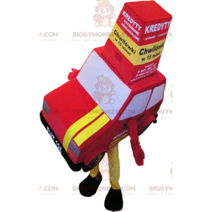 Costume de mascotte BIGGYMONKEY™ de voiture rouge et jaune