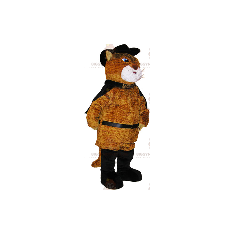 BIGGYMONKEY™ maskottiasu Iso ruskea kissa pussissa saappaissa BIGGYMONKEY™ maskottiasu Iso ruskea kissa pussissa saappaissa