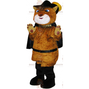 BIGGYMONKEY™ maskottiasu Iso ruskea kissa pussissa saappaissa