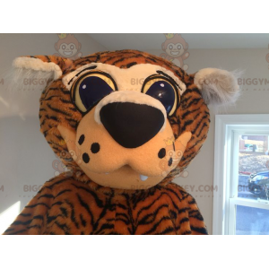 Orange and Black Tiger Big Eyes BIGGYMONKEY™ Mascot Costume -