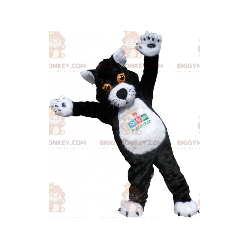 Stor svart och vit katt BIGGYMONKEY™ maskotdräkt. kattdräkt - Stor svart och vit katt BIGGYMONKEY™ maskotdräkt. kattdräkt -