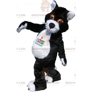 Große schwarz-weiße Katze BIGGYMONKEY™ Maskottchen-Kostüm.