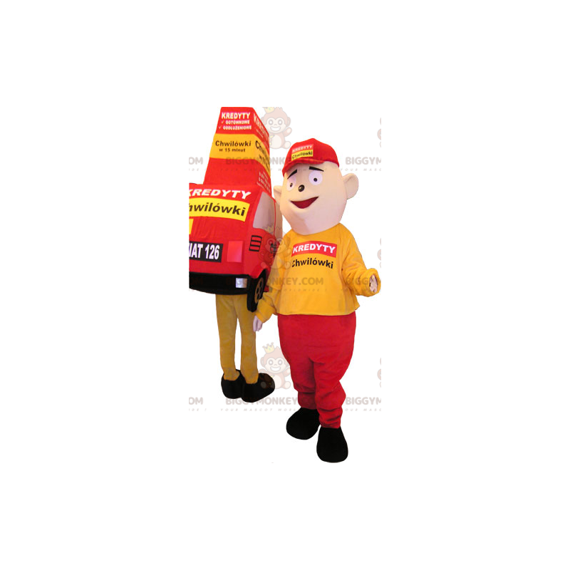 2 BIGGYMONKEY™s mascot 1 red and yellow car and a matching