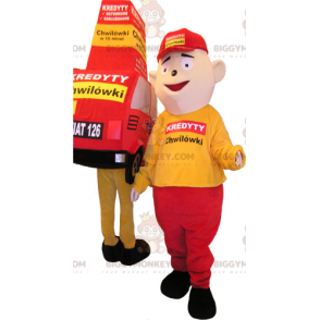2 BIGGYMONKEY™s maskot 1 rød og gul bil og en matchende snemand