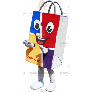 Smilende farverig papirpose BIGGYMONKEY™ maskotkostume -