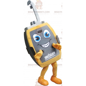 Grå og gul kabelvognskabine BIGGYMONKEY™ maskotkostume