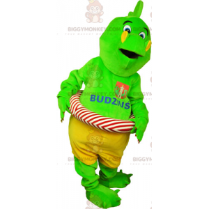 BIGGYMONKEY™ Maskotdräkt Flashig grön dinosaurie i shorts med